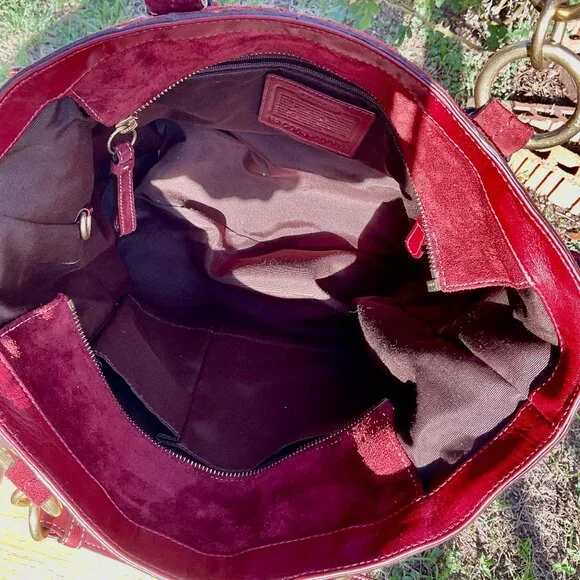 Coach gallery suede burgundy 10084 Lunch tote bag purse - Picture 7 of 7